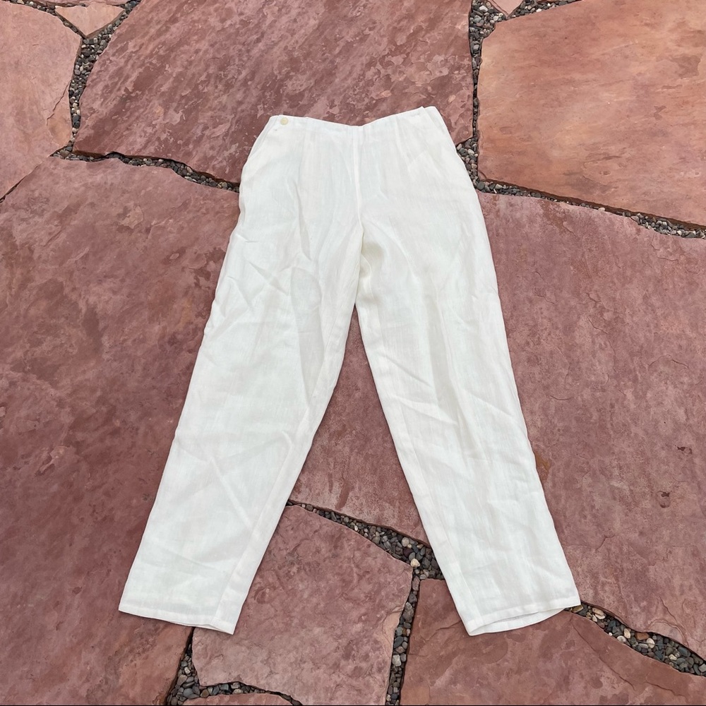 Vintage high waisted linen cream trousers
